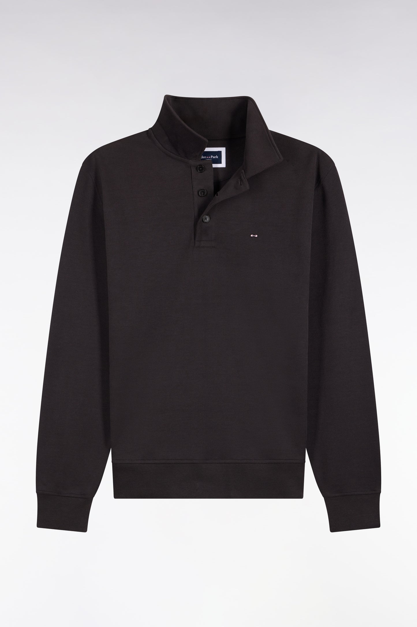 Sweatshirt col polo en coton marron coupe droite