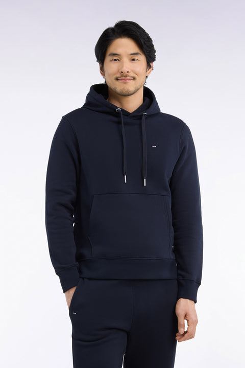 Sweatshirt à capuche en molleton coton marine coupe droite - Image 3