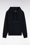Sweatshirt à capuche en molleton coton marine coupe droite