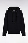 Sweatshirt à capuche en molleton coton noir coupe droite