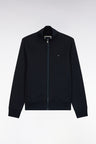 Sweatshirt zippé à col camionneur en coton marine coupe droite