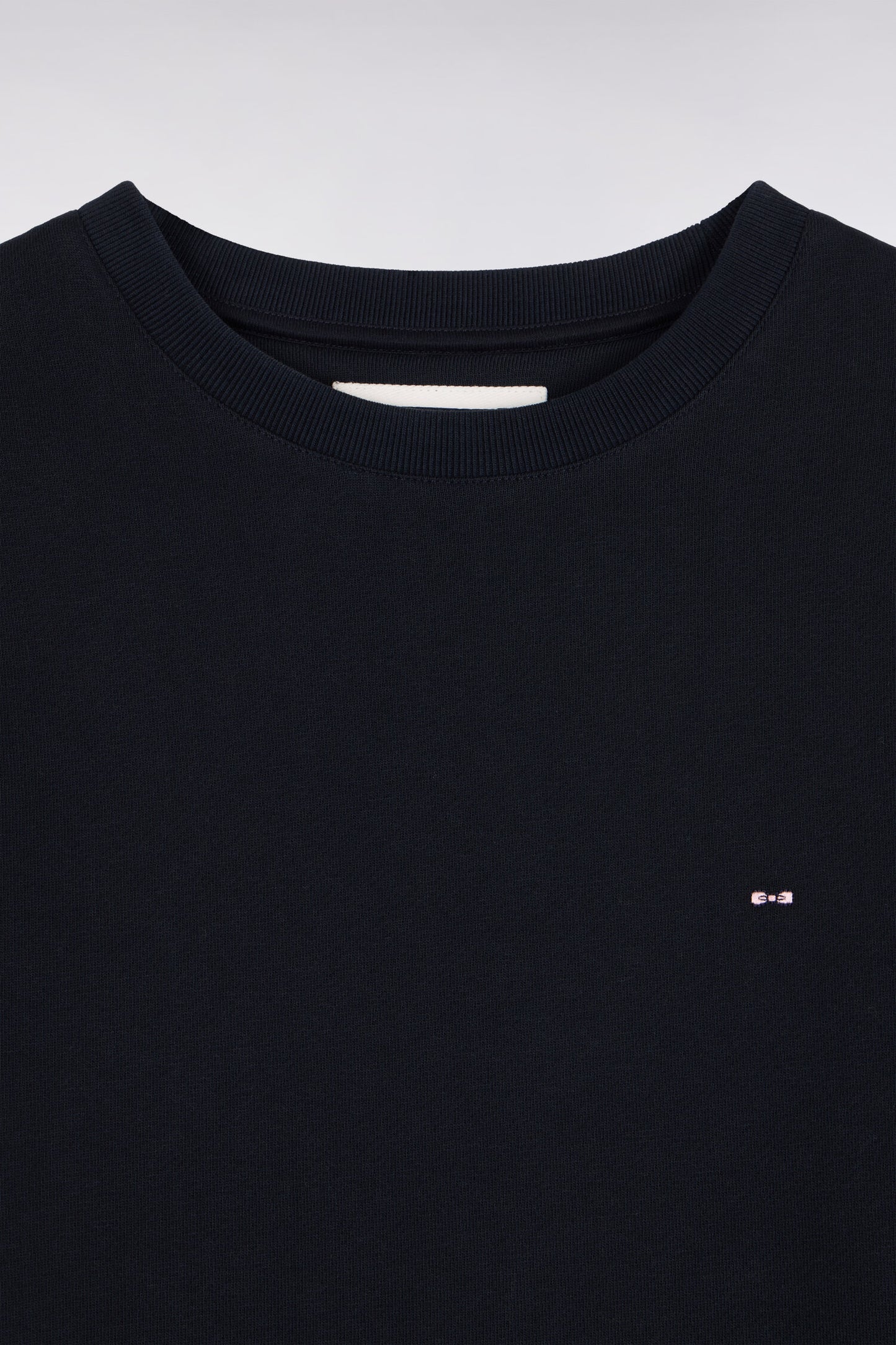 Sweatshirt col rond en molleton coton marine coupe droite