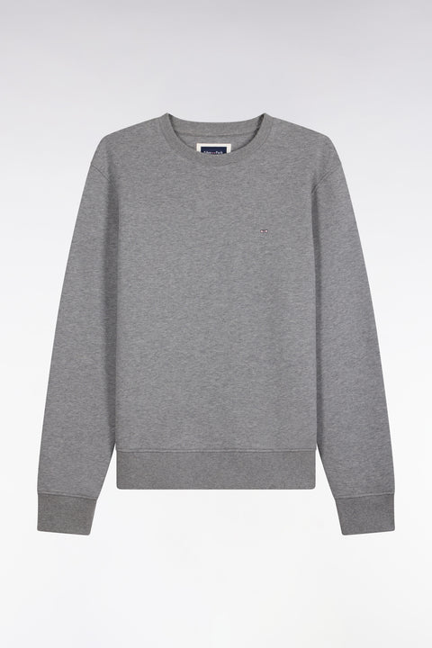Sweatshirt col rond en molleton coton gris coupe droite - Image 2