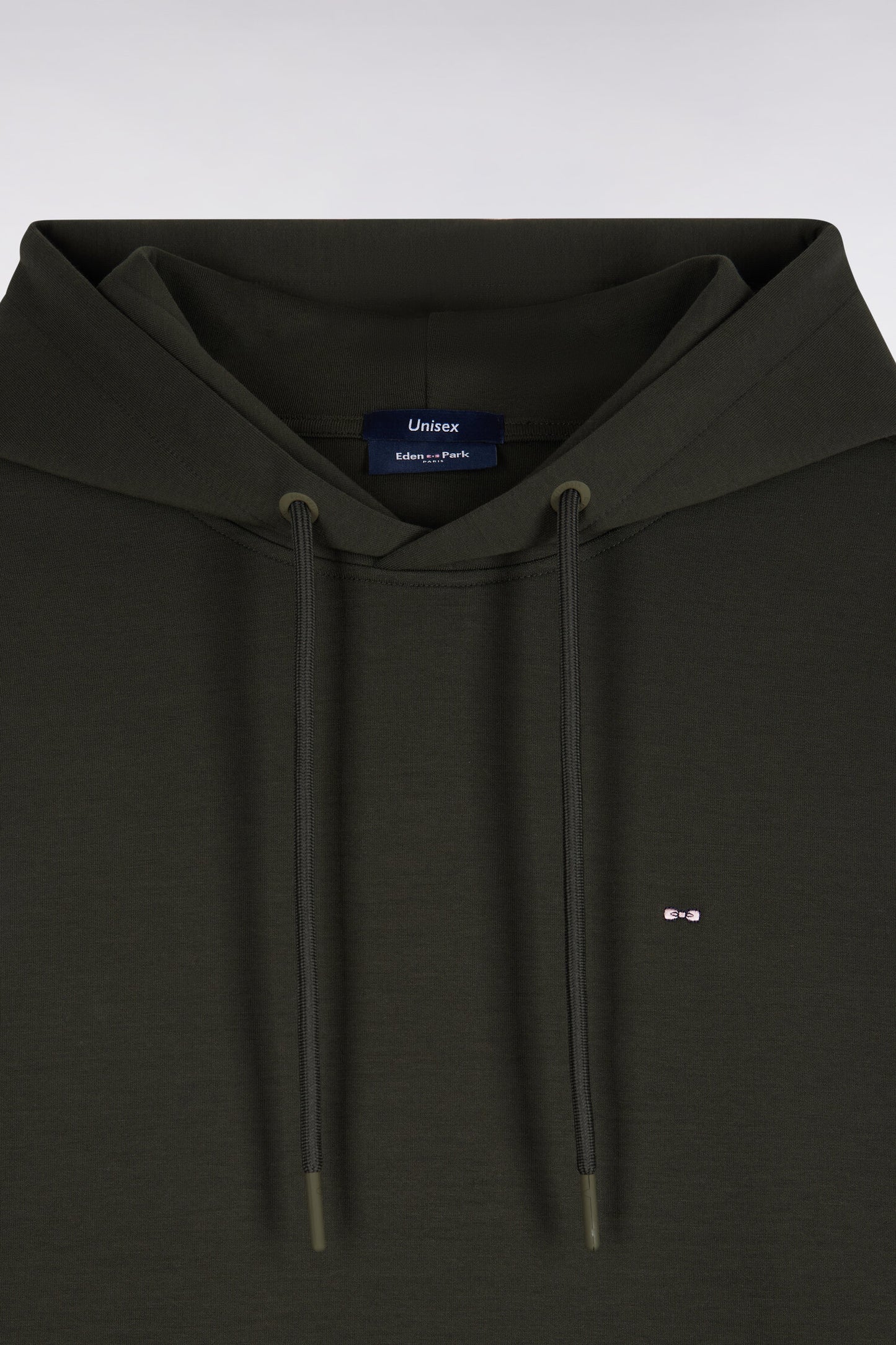 Sweatshirt à capuche unisexe en interlock kaki coupe loose