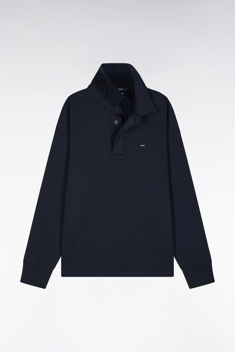 Sweatshirt unisexe à col maillot en interlock de coton marine - Image 2