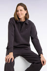 Sweatshirt unisexe à col maillot en interlock de coton marron