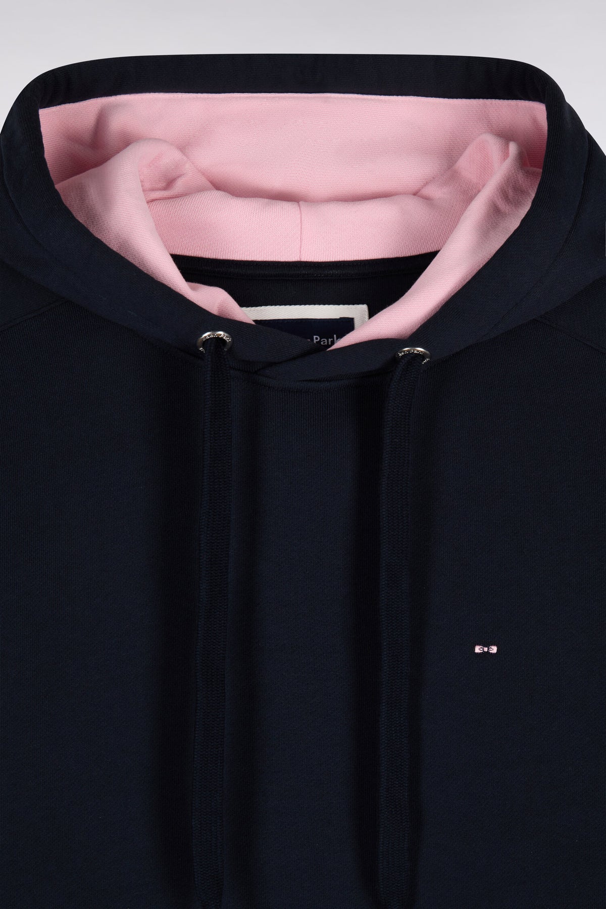 Sweatshirt à capuche en coton marine à découpes de manches coupe droite