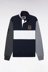 Sweatshirt en coton à découpes marine écusson brodé