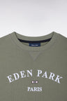 Sweatshirt en coton éponge kaki broderie Eden Park coupe droite