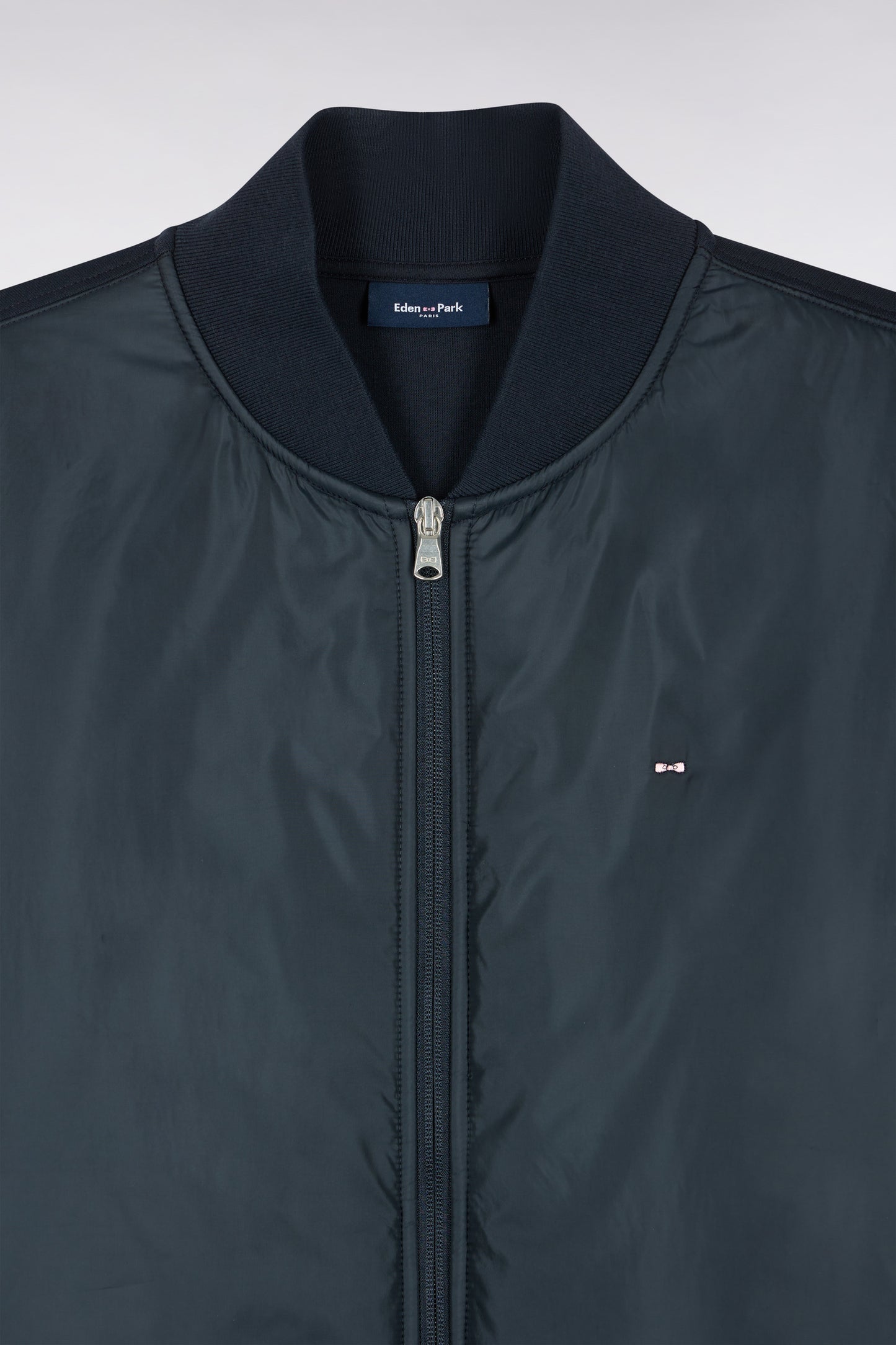Sweatshirt zippé façon teddy marine coupe droite