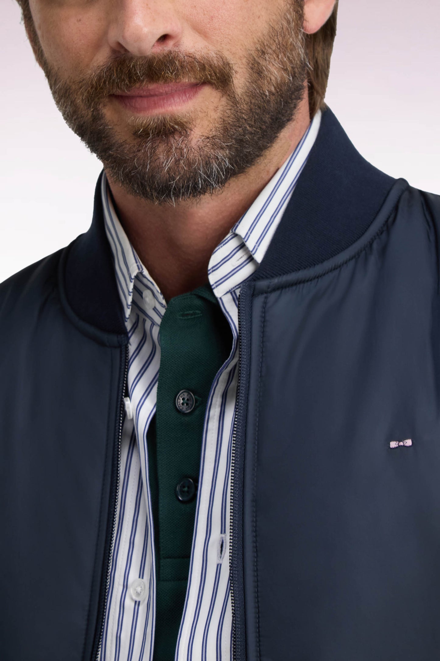 Sweatshirt zippé façon teddy marine coupe droite