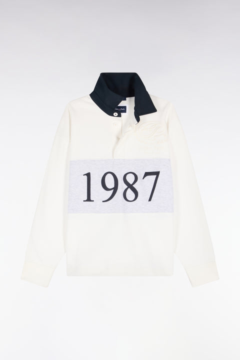 Sweatshirt unisexe en interlock écru chiné coupe loose - Image 3