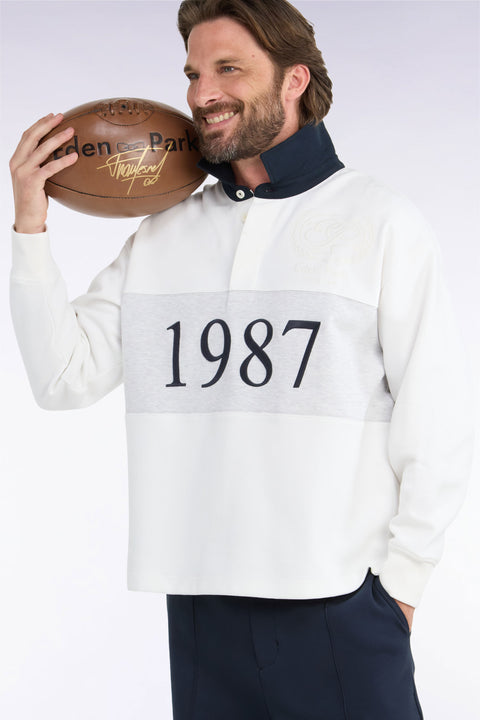 Sweatshirt unisexe en interlock écru chiné coupe loose - Image 2
