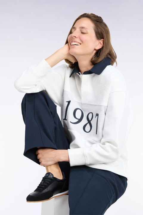 Sweatshirt unisexe en interlock écru chiné coupe loose - Image 1