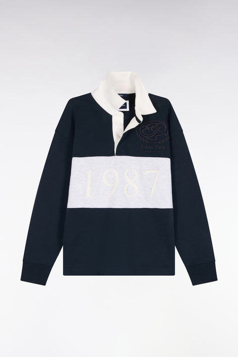 Sweatshirt unisexe en interlock marine chiné coupe loose - Image 3