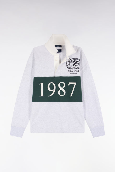 Sweatshirt unisexe en interlock gris chiné coupe loose - Image 2