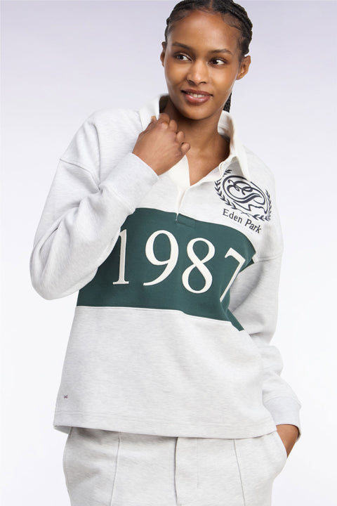 Sweatshirt unisexe en interlock gris chiné coupe loose - Image 1