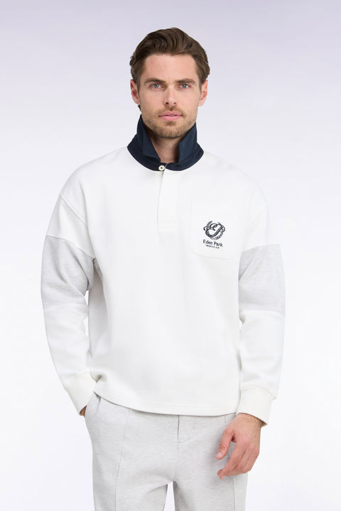 Sweatshirt unisexe à col maillot en interlock écru broderies héritage coupe loose - Image 3