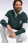Sweatshirt unisexe à col maillot en interlock vert broderies héritage coupe loose