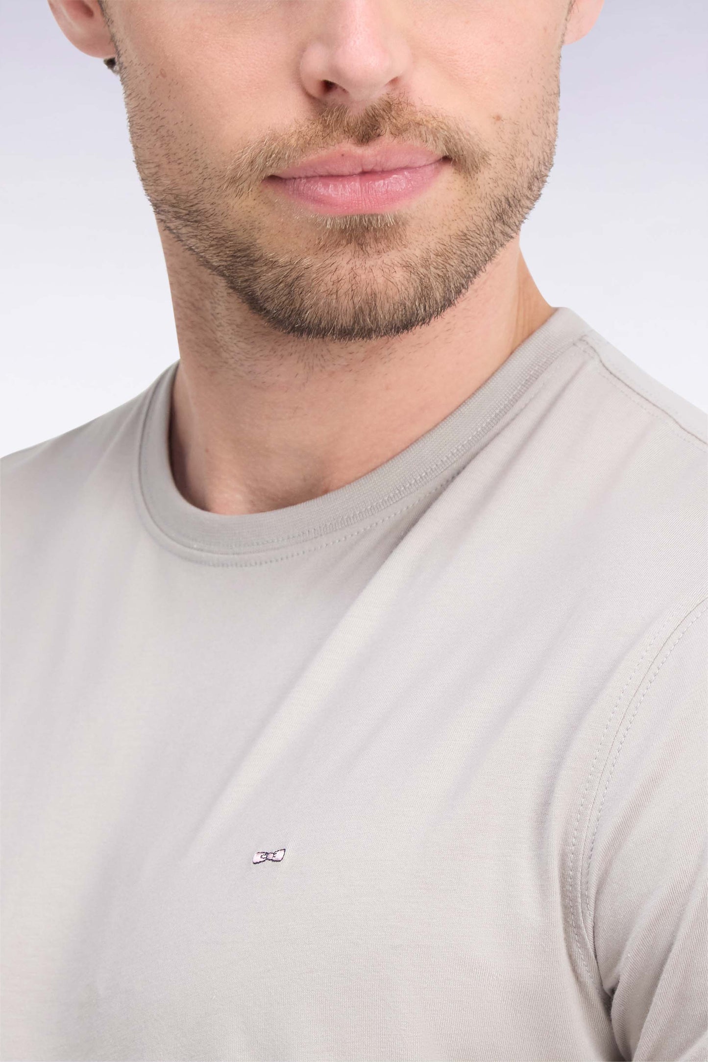 T-shirt manches courtes col rond en coton gris coupe droite