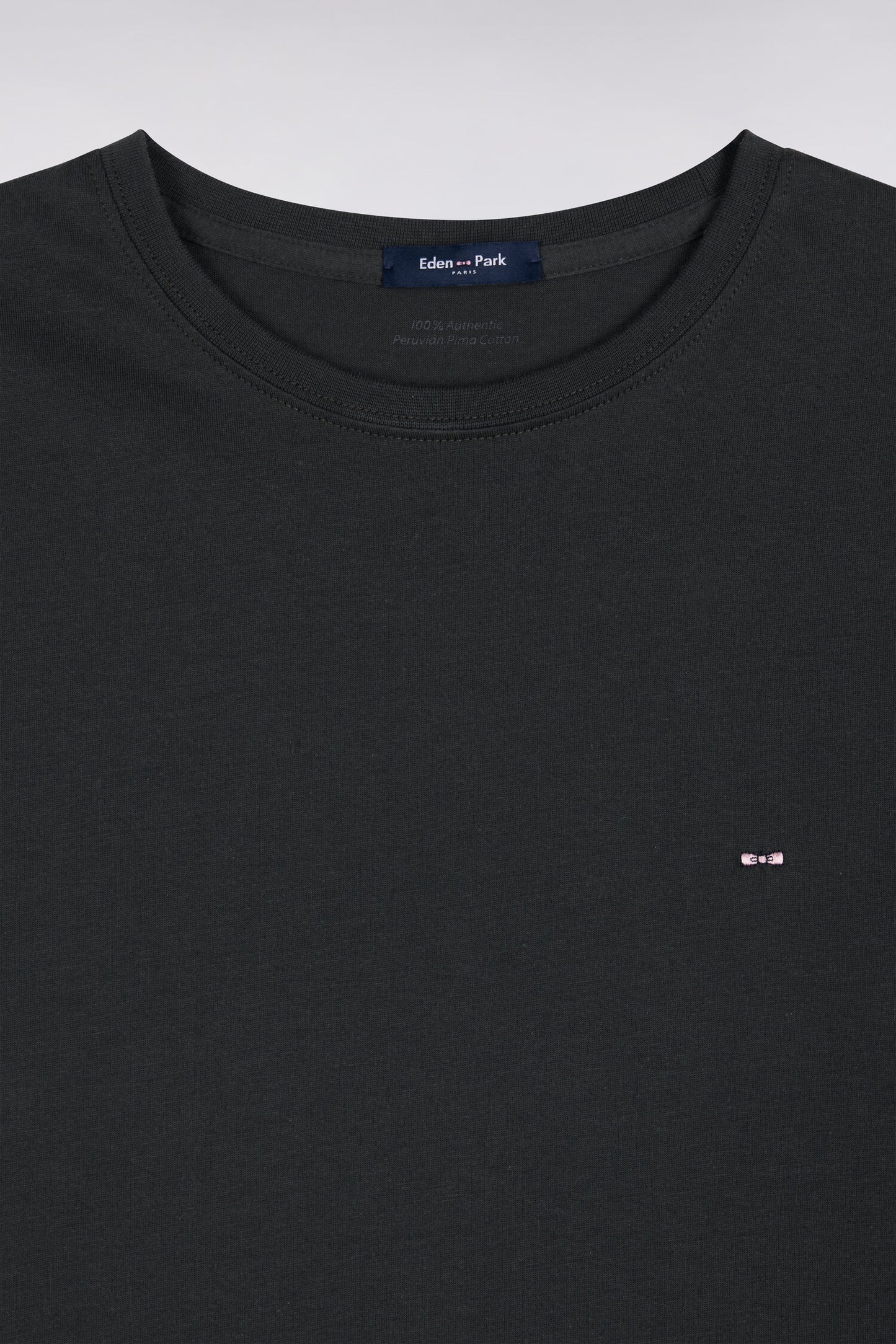T-shirt manches courtes col rond en coton kaki coupe droite