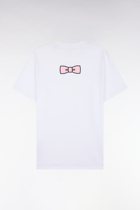 T-shirt manches courtes en coton blanc coupe droite nœud papillon - Image 2