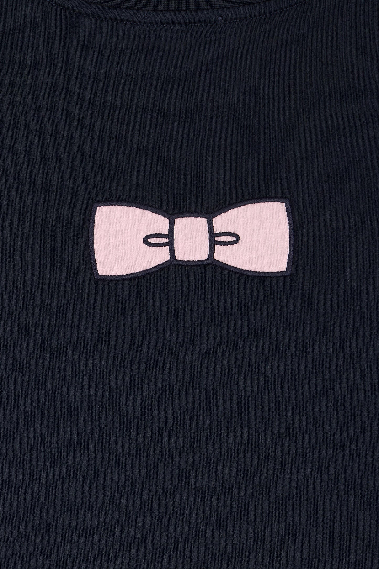 T-shirt manches courtes en coton marine coupe droite nœud papillon