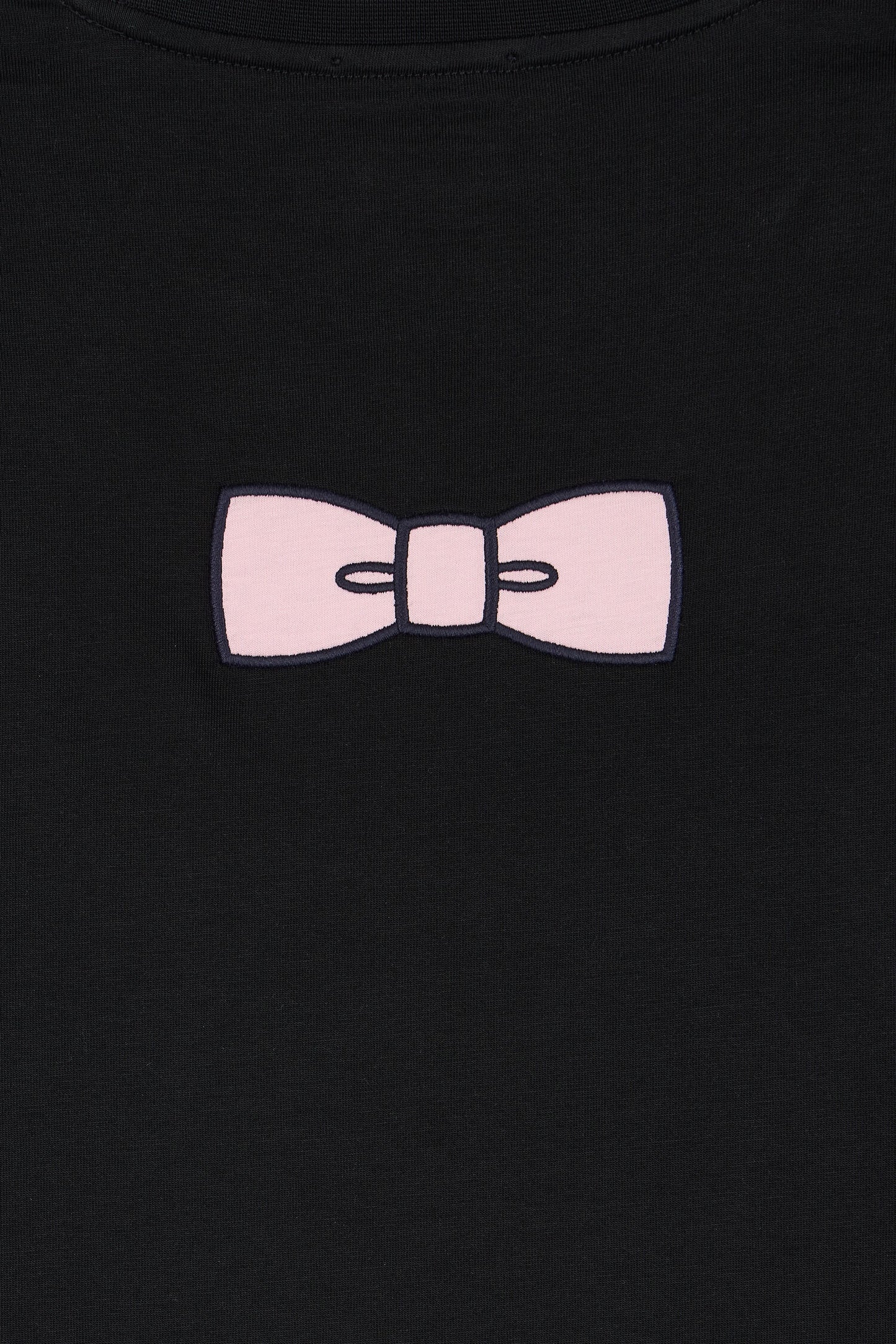 T-shirt manches courtes en coton noir coupe droite nœud papillon