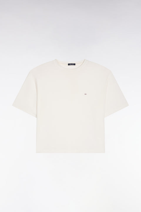 T-shirt manches courtes en modal stretch écru coupe ample - Image 1