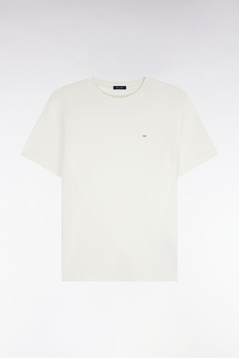 T-shirt manches courtes en coton écru coupe droite - Image 2