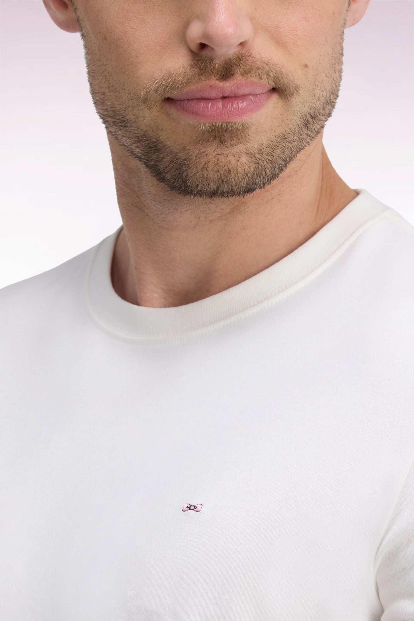 T-shirt manches courtes en coton écru coupe droite