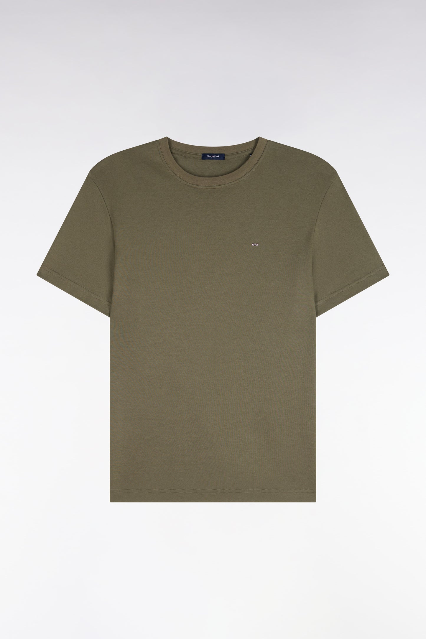 T-shirt manches courtes en coton vert olive coupe droite