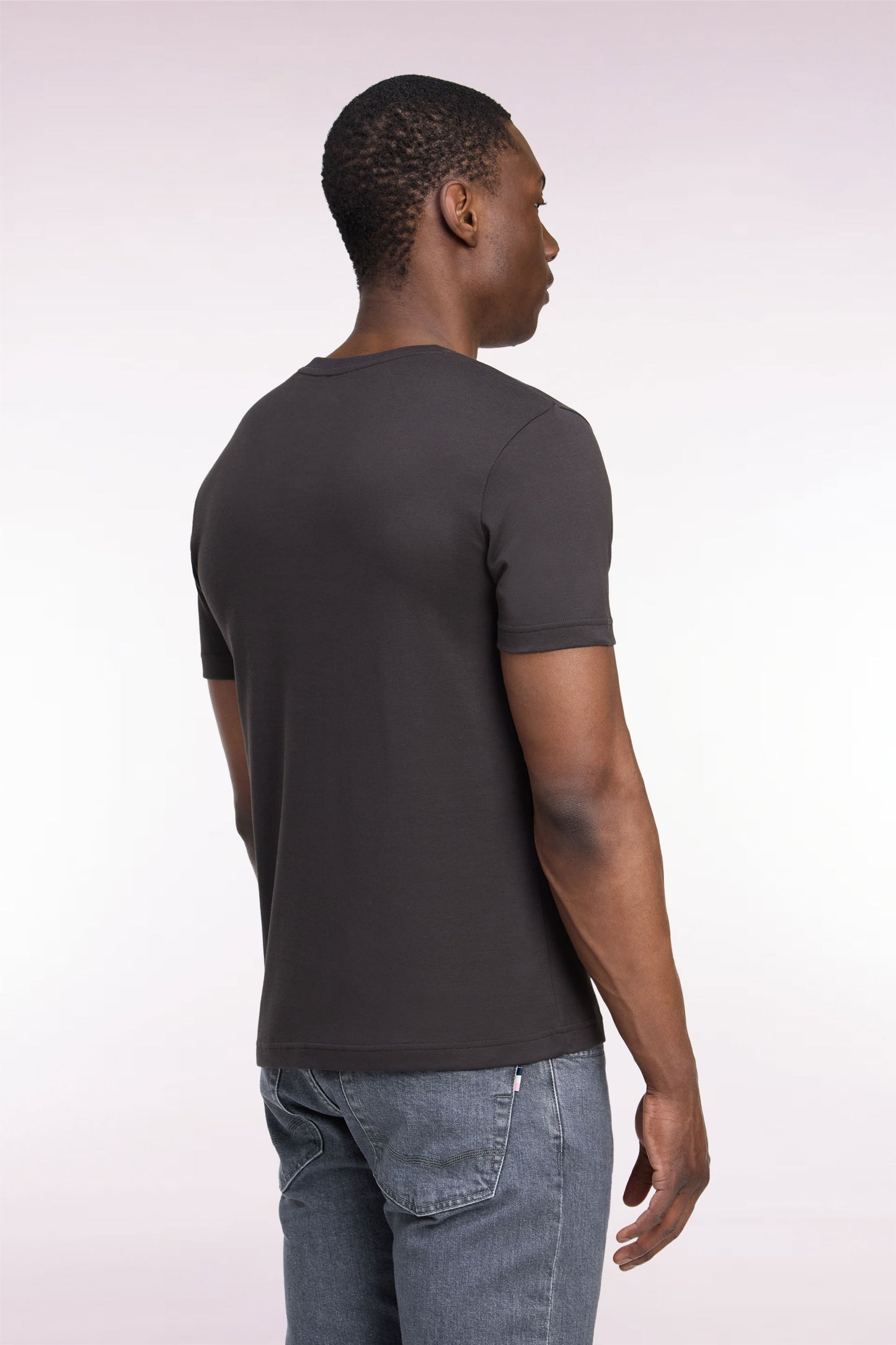 T-shirt manches courtes en coton marron coupe droite
