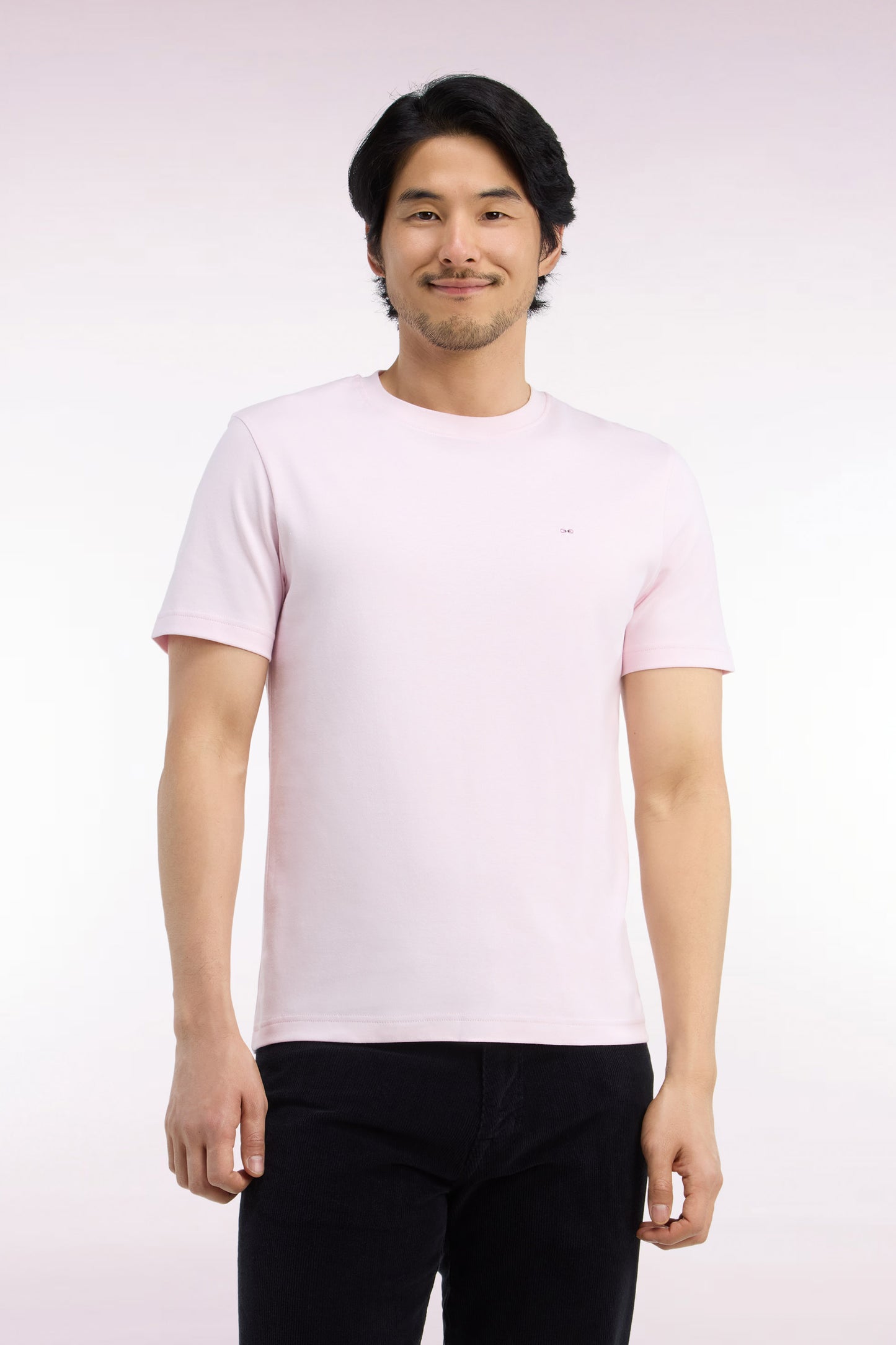 T-shirt manches courtes en coton rose coupe droite