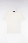 T-shirt col rond unisexe à manches courtes en coton mercerisé écru coupe loose