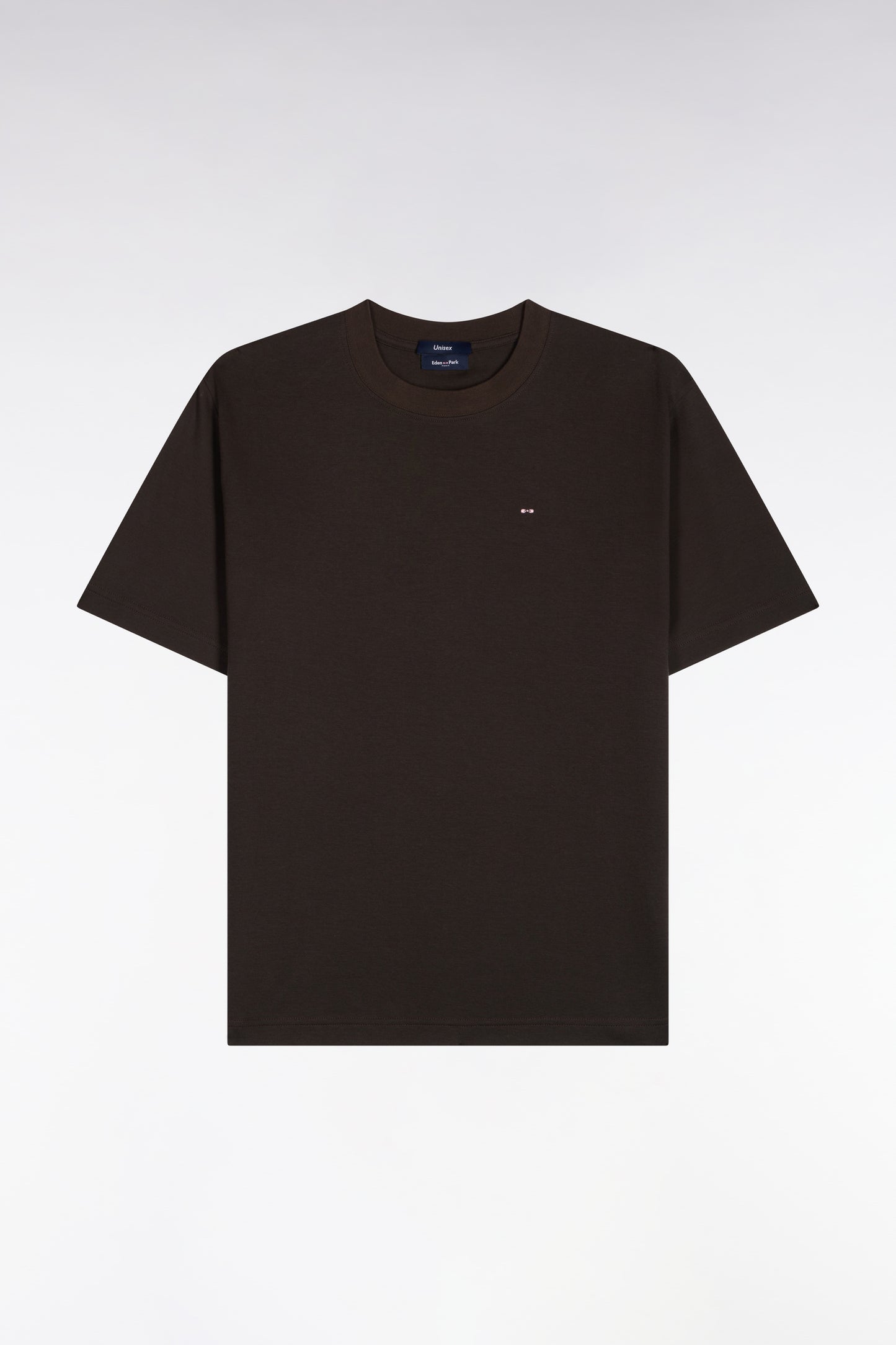 T-shirt col rond unisexe à manches courtes en coton mercerisé kaki coupe loose