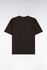 T-shirt col rond unisexe à manches courtes en coton mercerisé kaki coupe loose
