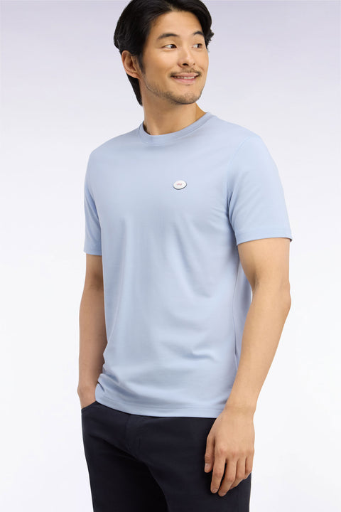 T-shirt manches courtes bleu ciel coupe droite - Image 1