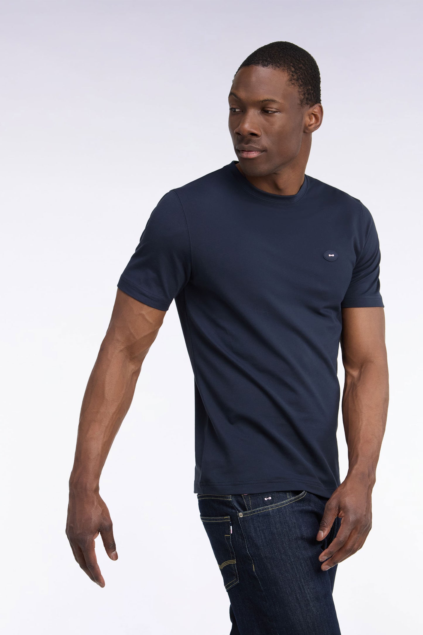 T-shirt manches courtes marine coupe droite