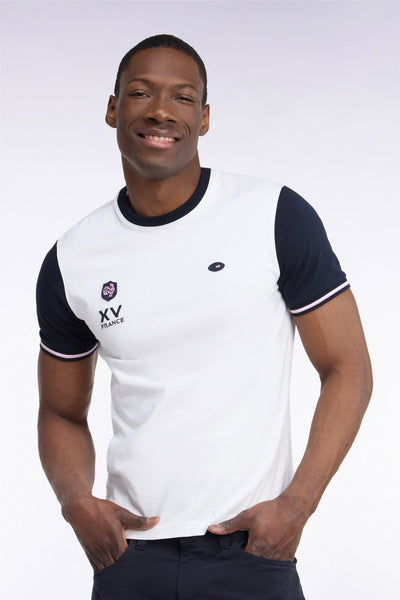 White short-sleeved t-shirt XV de France straight cut