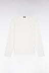 T-shirt manches longues en coton écru coupe ajustée