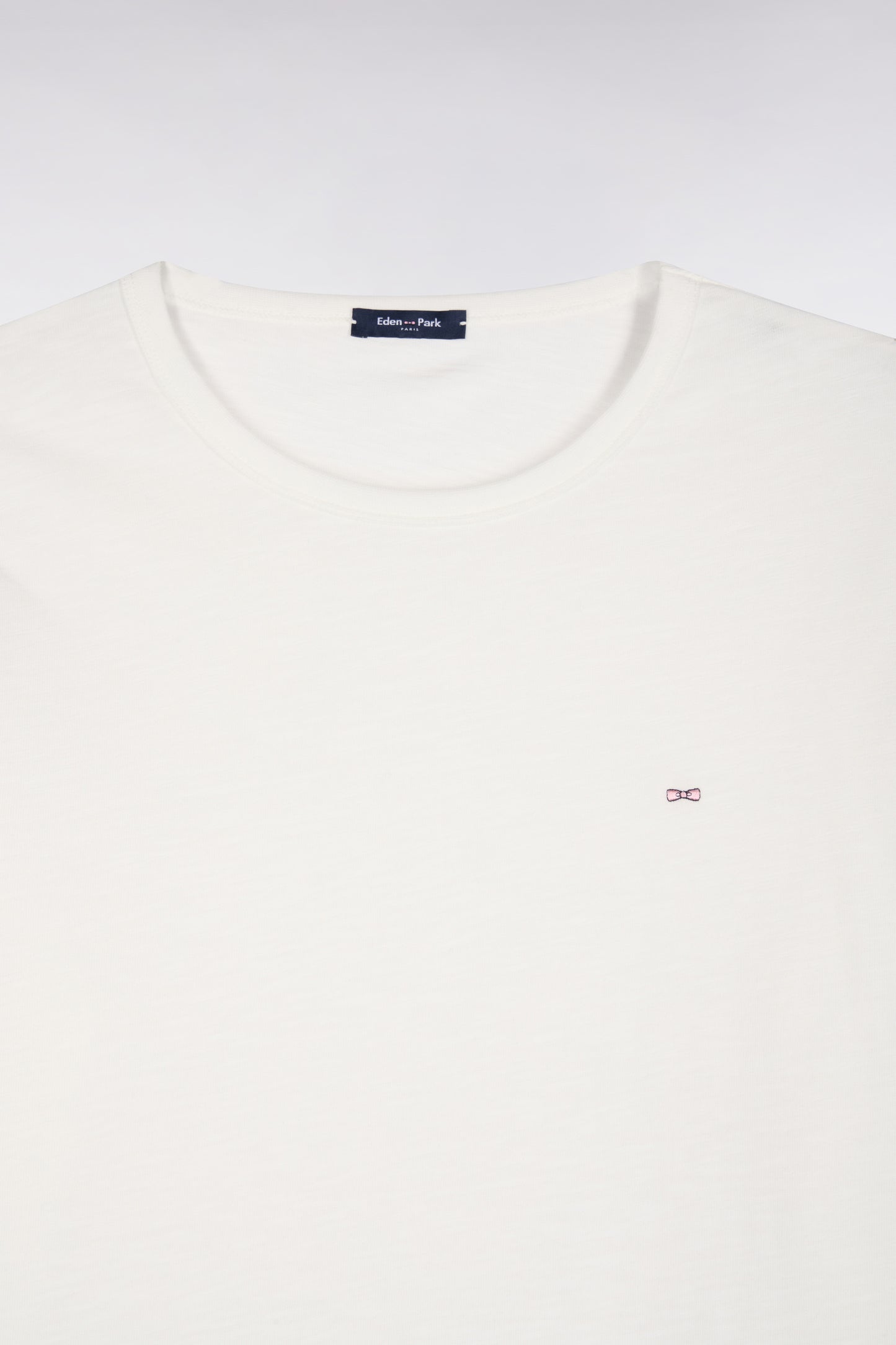 T-shirt manches longues en coton écru coupe ajustée