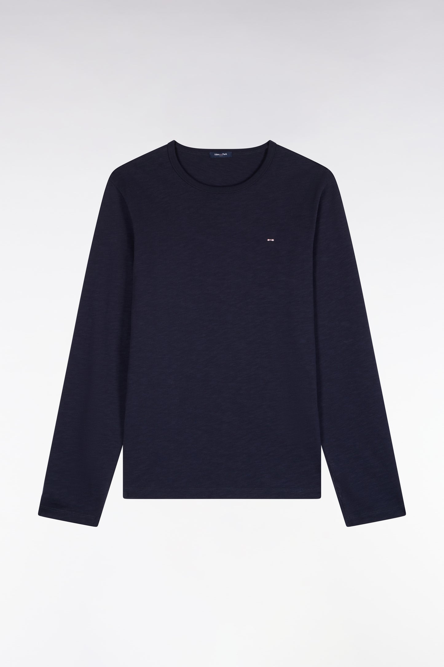 T-shirt manches longues en coton marine coupe ajustée