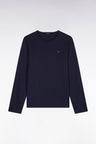 T-shirt manches longues en coton marine coupe ajustée