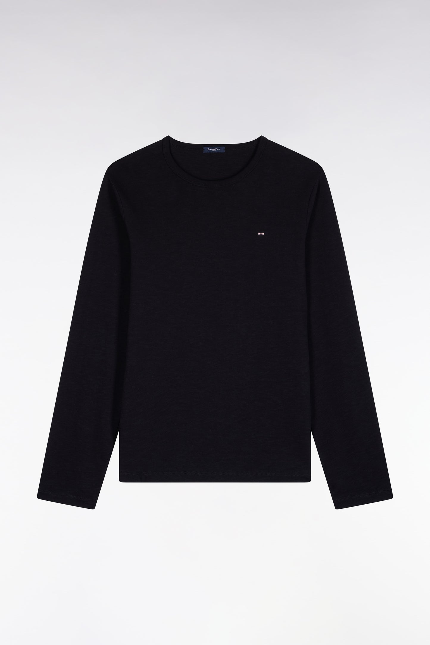 T-shirt manches longues en coton noir coupe ajustée