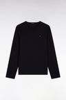 T-shirt manches longues en coton noir coupe ajustée
