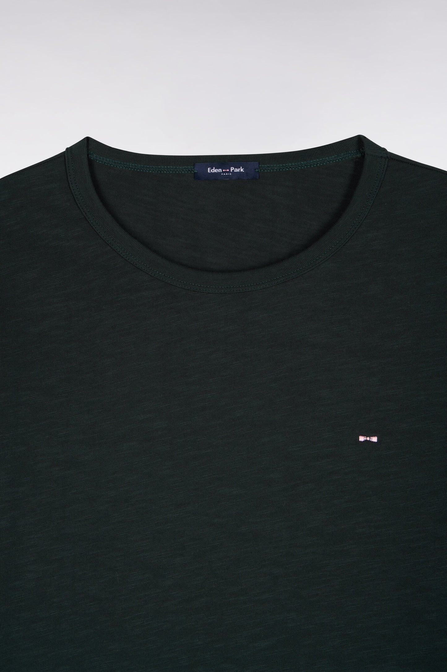 T-shirt manches longues en coton vert foncé coupe ajustée