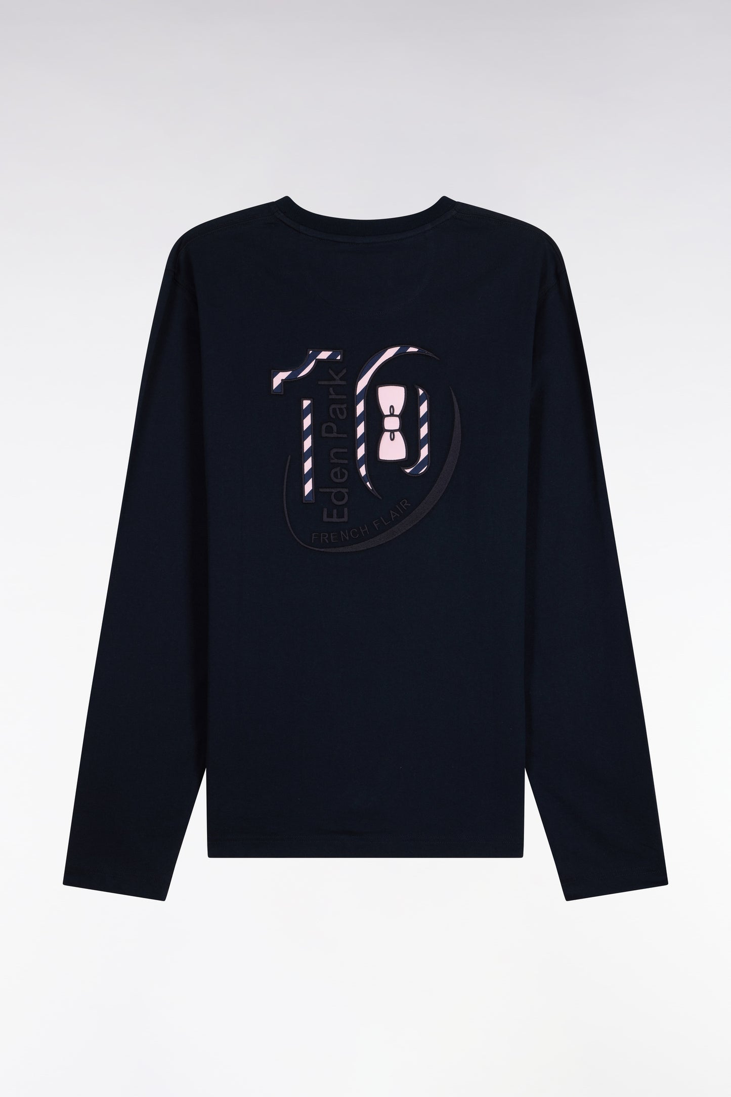 T-shirt manches longues en coton marine coupe droite
