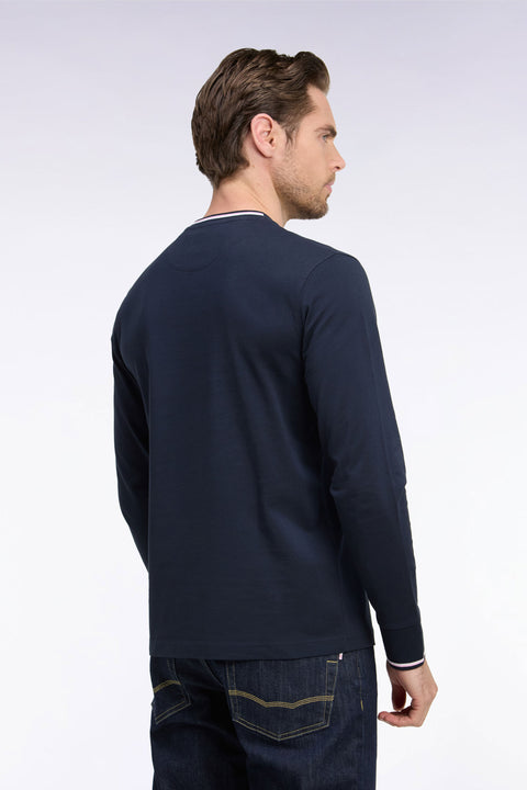 T-shirt à manches longues en coton marine - Image 3