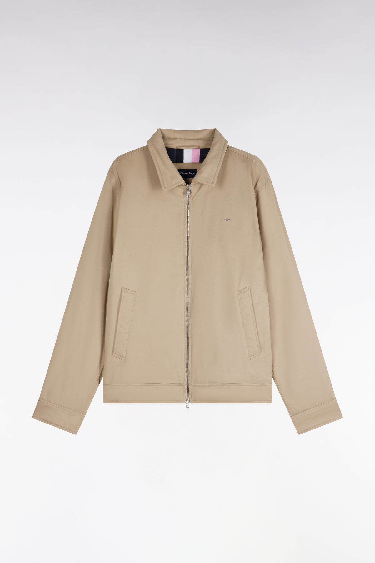 Blouson en coton stretch beige coupe droite